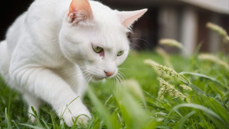 Cat Is Eating Grass